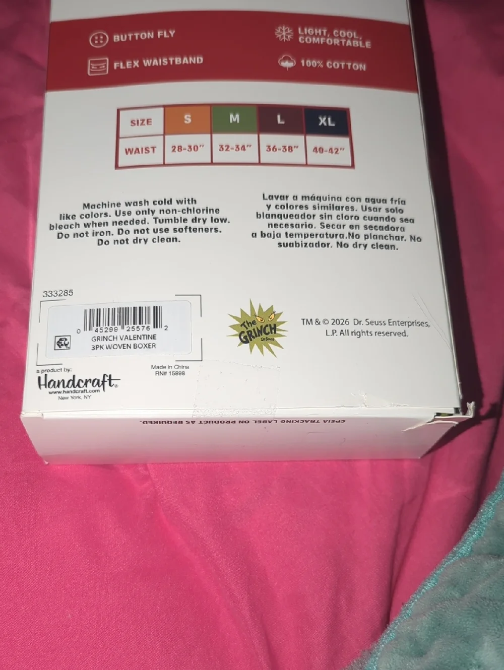 The Grinch Men’s Valentine’s Boxers XL (40-42